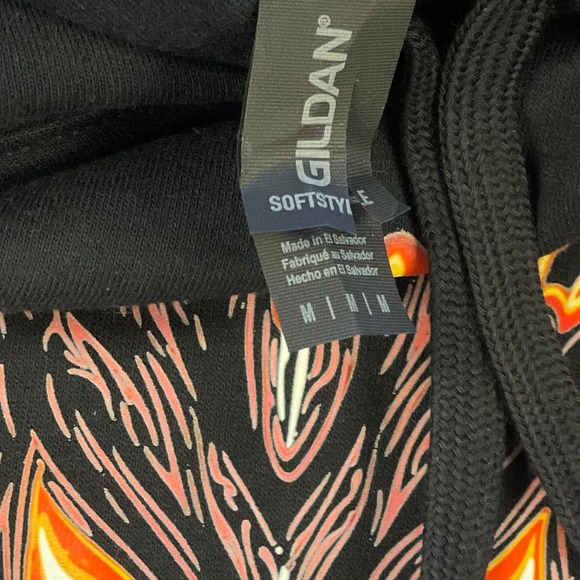 I'M Gildan Softstyle Graphic Print Hoodie Pullover Black Monster Flame MED‎ NWT - Picture 3 of 5